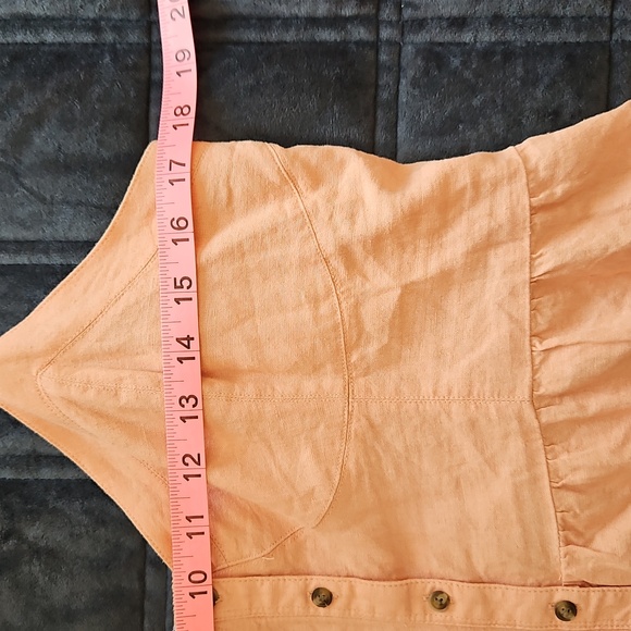Aerie Love of Linen Blend Mini Dress, L Peach, Smocked, Babydoll, Resort, Beach - Picture 6 of 12